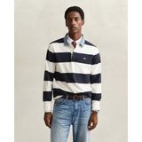 Gant Erkek Beyaz Regular Fit Çizgili Logolu Polo Yaka Rugby T-Shirt 2004083.113 - 2XL - 113-Beyaz