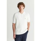 Gant Erkek Beyaz Regular Fit Yarım Fermuarlı Kısa Kollu Kazak 8926173T.113 - 113-Beyaz - XL