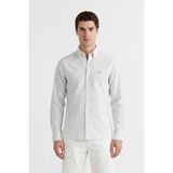 Gant Erkek Beyaz Slim Fit Çizgili Logolu Gömlek 3260027.110 - 110-Beyaz
