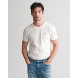 Gant Erkek Beyaz Slim Fit V Yaka T-Shirt 2003186.110 - 110-Beyaz