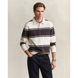 GANT Erkek Kahverengi Çizgili Rugby Yaka T-Shirt