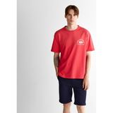 Gant Erkek Kırmızı Relaxed Fit Bisiklet Yaka Logolu T-Shirt - 648-Kırmızı