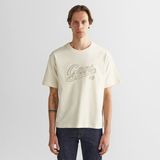 Gant Erkek Krem Relaxed Fit Bisiklet Yaka Logolu T-Shirt - 130-Krem - XL