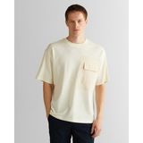 Gant Erkek Krem Relaxed Fit Bisiklet Yaka Logolu T-Shirt 2325137T.130 - 130-Krem - 2XL