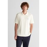 Gant Erkek Krem Relaxed Fit Yarım Fermuarlı Logolu Polo Yaka T-Shirt 2426144T.130 - 130-Krem - 2XL