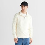 Gant Erkek Krem Yarım Fermuarlı Herringbone Kazak - 130-Krem
