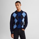 Gant Erkek Lacivert Regular Fit Bisiklet Yaka Desenli Kazak - 433-Lacivert