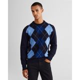 Gant Erkek Lacivert Regular Fit Bisiklet Yaka Desenli Kazak 8060072.433 - M - 433-Lacivert