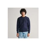 Gant Erkek Lacivert Regular Fit Bisiklet Yaka Logolu Sweatshirt