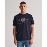 Gant Erkek Lacivert Regular Fit Bisiklet Yaka Logolu T-Shirt 2003199.433 - M - 433-Lacivert