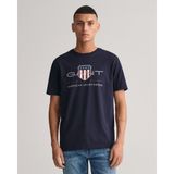 Gant Erkek Lacivert Regular Fit Bisiklet Yaka Logolu T-Shirt 2003199.433 - XXXL - 433-Lacivert