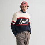 Gant Erkek Lacivert Relaxed Fit Bisiklet Yaka Logolu Kazak - 433-Lacivert - XL