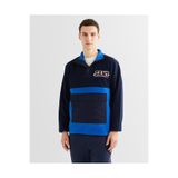 Gant Erkek Lacivert Relaxed Fit Yarım Fermuarlı Logolu Sweatshirt