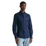 Gant Erkek Lacivert Slim Fit Çizgili Logolu Gömlek