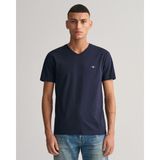 Gant Erkek Lacivert Slim Fit V Yaka T-Shirt 2003186.433 - 433-Lacivert