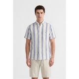 Gant Erkek Mavi Regular Fit Çizgili Logolu Gömlek 3260076.442 - 442-Mavi - S