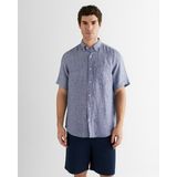 Gant Erkek Mavi Regular Fit Klasik Yaka Keten Gömlek 3250077.401 - 401-Mavi