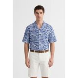 Gant Erkek Mavi Relaxed Fit Baskılı Gömlek 3260040.442 - 442-Mavi - XL