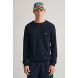 Gant Erkek Regular Fit Bisiklet Yaka Logolu Kazak - Lacivert - Evening Blue