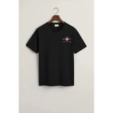 Gant Erkek Siyah Regular Fit Bisiklet Yaka Logolu T-shirt