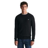 Gant Erkek Siyah Regular Fit Bisiklet Yaka Örgü Kazak