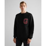 Gant Erkek Siyah Relaxed Fit Bisiklet Yaka Logolu Kazak 8924353T.5 - XL - 5-Siyah