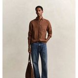 Gant Erkek Slim Fit Keten Gömlek - Kahve