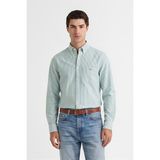 Gant Erkek Yeşil Regular Fit Çizgili Logolu Gömlek 3000230.376 - 376-Yeşil