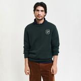 Gant Erkek Yeşil Relaxed Fit Bisiklet Yaka Logolu Kazak - 374-Yeşil - M