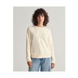 Gant Kadın Bej Regular Fit Bisiklet Yaka Logolu Sweatshirt