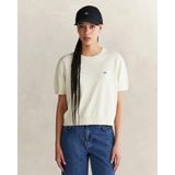 GANT Kadın Beyaz Regular Fit Bisiklet Yaka Kısa Kollu Triko