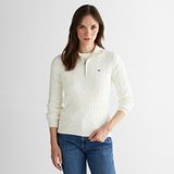 Gant Kadın Beyaz Regular Fit Yarım Fermuarlı Triko - 113-Beyaz - XS