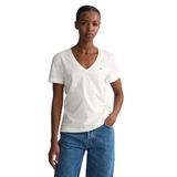 Gant Kadın Beyaz V Yaka Regular Fit Logolu T-Shirt