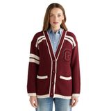 GANT Kadın Bordo Oversize Fit V Yaka Logolu Hırka
