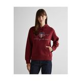 Gant Kadın Bordo Relaxed Fit Kapüşonlu Logolu Sweatshirt