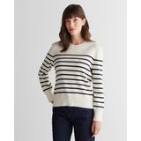 Gant Kadın Krem Regular Fit Bisiklet Yaka Çizgili Kazak 4805320.113 - 113-Krem