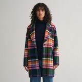 Gant Kadın Lacivert Klasik Yaka Kareli Kaban - 433-Lacivert - XL