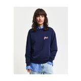 Gant Kadın Lacivert Loose Fit Bisiklet Yaka Logolu Sweatshirt