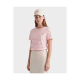 GANT Kadın Pembe Bisiklet Yaka Regular Fit Çizgili T-Shirt