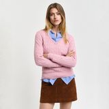 Gant Kadın Pembe Slim Fit V Yaka Kazak - 674-Pembe