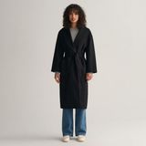 Gant Kadın Siyah Oversize Fit Klasik Yaka Kaban - 19-Siyah - XL