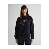 Gant Kadın Siyah Relaxed Fit Kapüşonlu Logolu Sweatshirt