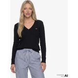 Gant Kadın Siyah Slim Fit V Yaka Kazak - 5-Siyah - XS
