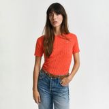 Gant Kadın Turuncu Slim Fit Bisiklet Yaka Kısa Kollu Kazak - 651-Turuncu - XS