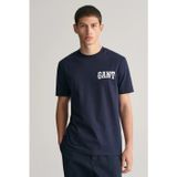 Gant Saf Pamuk Regular Fit Bisiklet Yaka Erkek Tişört 433.l Lacivert