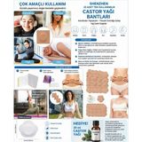 Ganzhou 25 Adet Kendinden Yapışkanlı Tek Kullanımlık Castor Yağı ( Soğuk Sıkım Hint Yağı) Göbek Deliği Bantları+ 30 ml Castor Yağı( Soğuk Sıkım Hint Yağı)Hediye🎁