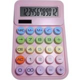 Gaosııo Pembe 12 Hane Renkli Yuvarlak Tuş Takımı Hesap Makinesi