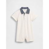 Gap Bebek Beyaz Baby Pique Polo Şort Tulum - 3 - 6 Ay