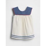 Gap Bebek Beyaz Bebek Keten Pamuklu Denizci Elbisesi - 6 - 12 Ay