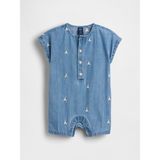 Gap Bebek Mavi Işlemeli Brannan Bear Denim Şort Tulum - 6 - 12 Ay
